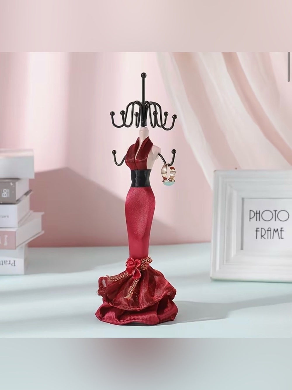 Red Dress Jewelry Stand Necklace & Earring Holder